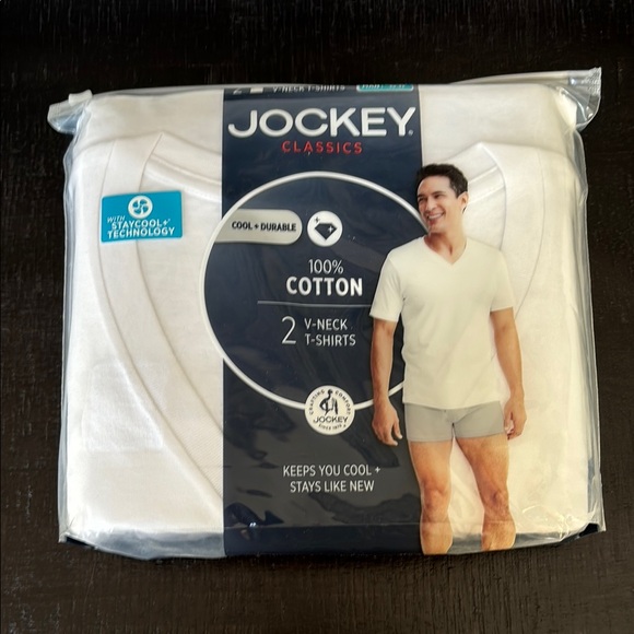 Jockey Classics White V-Neck T-Shirts - Picture 1 of 2